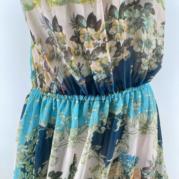 Aratta Silent Journey Boho Floral Halter Maxi Dress Lace Hem Large Goddess Style - Picture 5 of 16